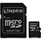 کارت حافظه microSDHC کینگستون کلاس 10 استاندارد UHC-I U1 سرعت 80MBps همراه با آداپتور SD ظرفیت 256 گیگابایت